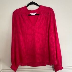 A Mtl Pink Fuchsia Frill Long Sleeve Blouse Large